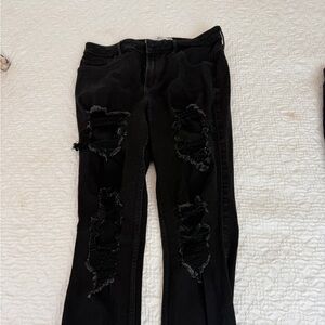 Hollister Black Curvy High Rise Super Skinny Ripped Jeans